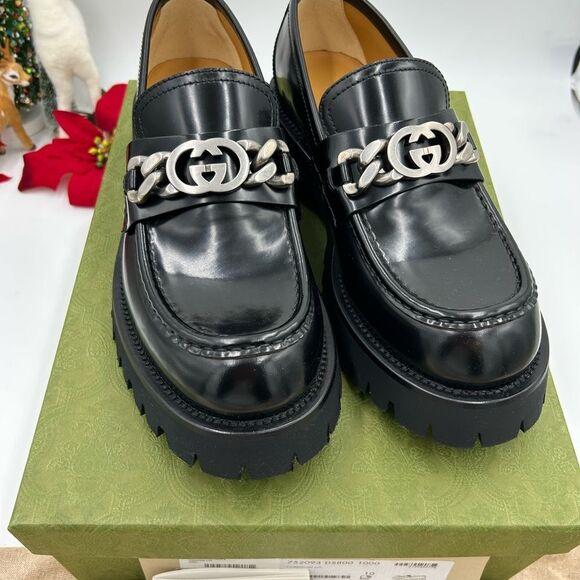Men’s Gucci interlocking G lug sole loafers size 10 made in Italy - Picture 7 of 9